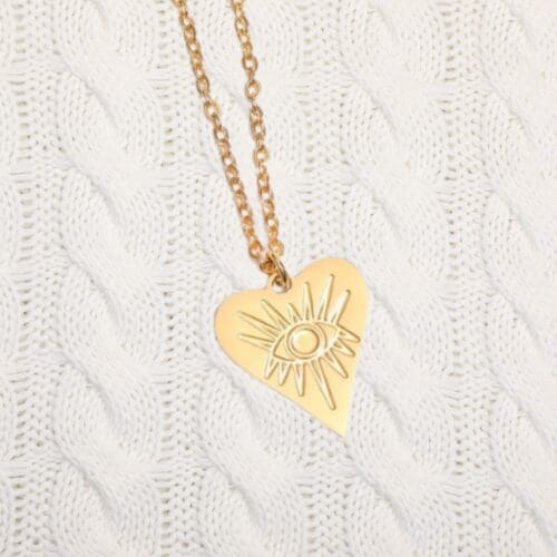 Evil Eye Necklace, Protection Jewelry - 18K Gold Stainless steel Waterproof