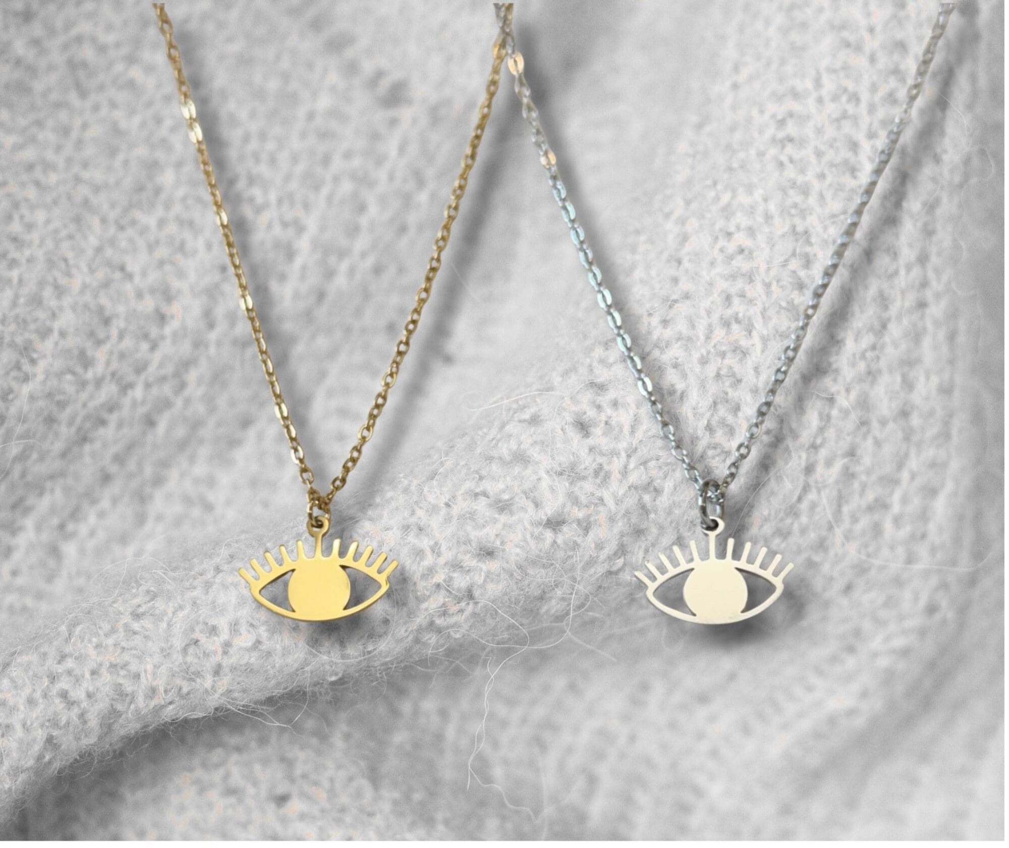 Women's Evil Eye Necklace, 18K Gold PVD Stainless Steel Jewelry