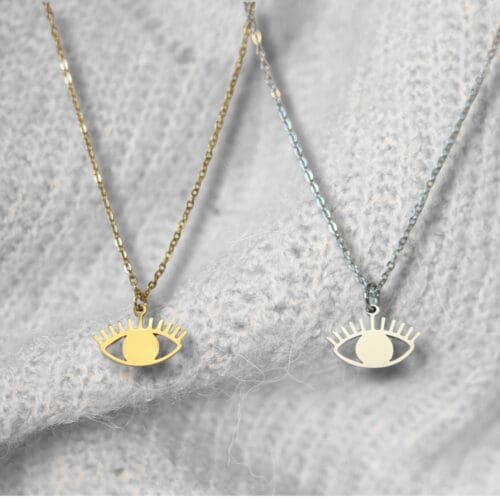 Women's Evil Eye Necklace, 18K Gold PVD Stainless Steel Jewelry