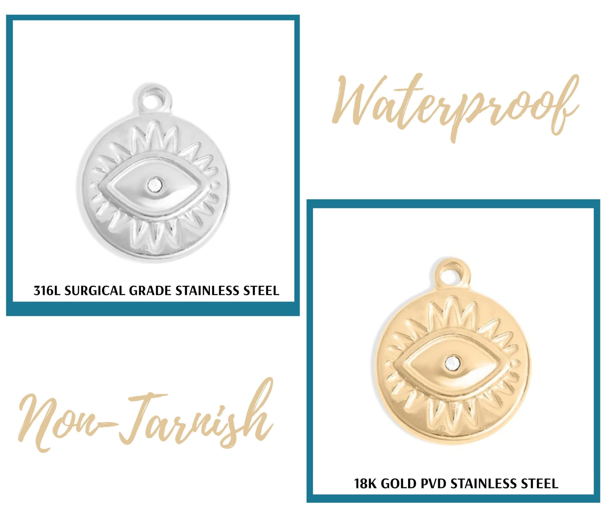 Silver Evil Eye Necklace, 18K Gold Protective Jewelry Gift for Women - Image 4