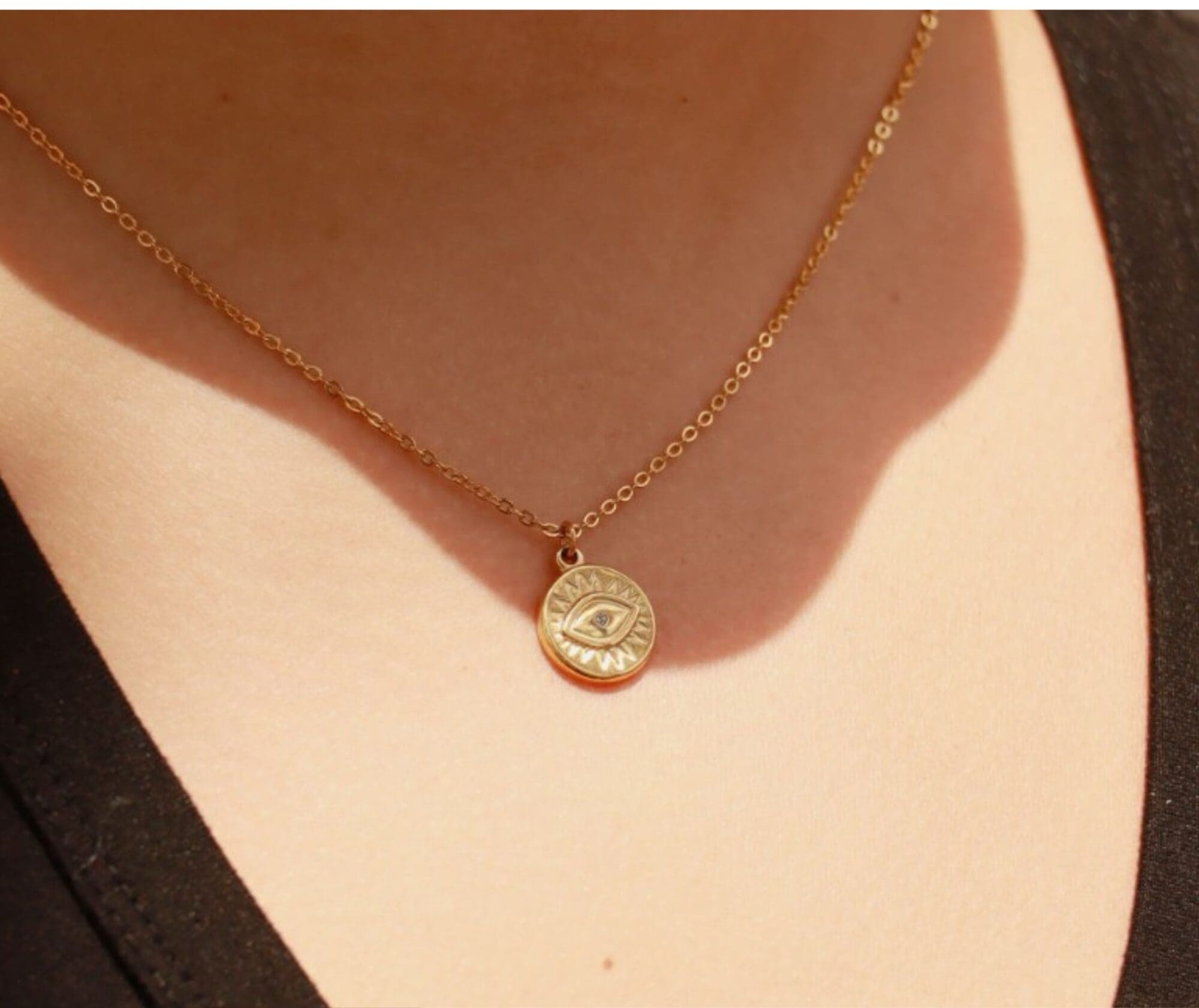 Silver Evil Eye Necklace, 18K Gold Protective Jewelry Gift for Women