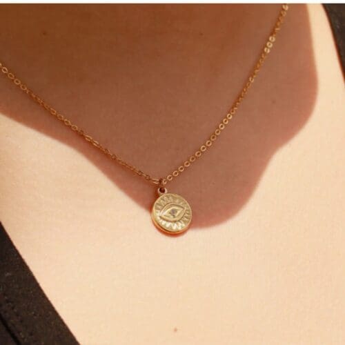 Silver Evil Eye Necklace, 18K Gold Protective Jewelry Gift for Women