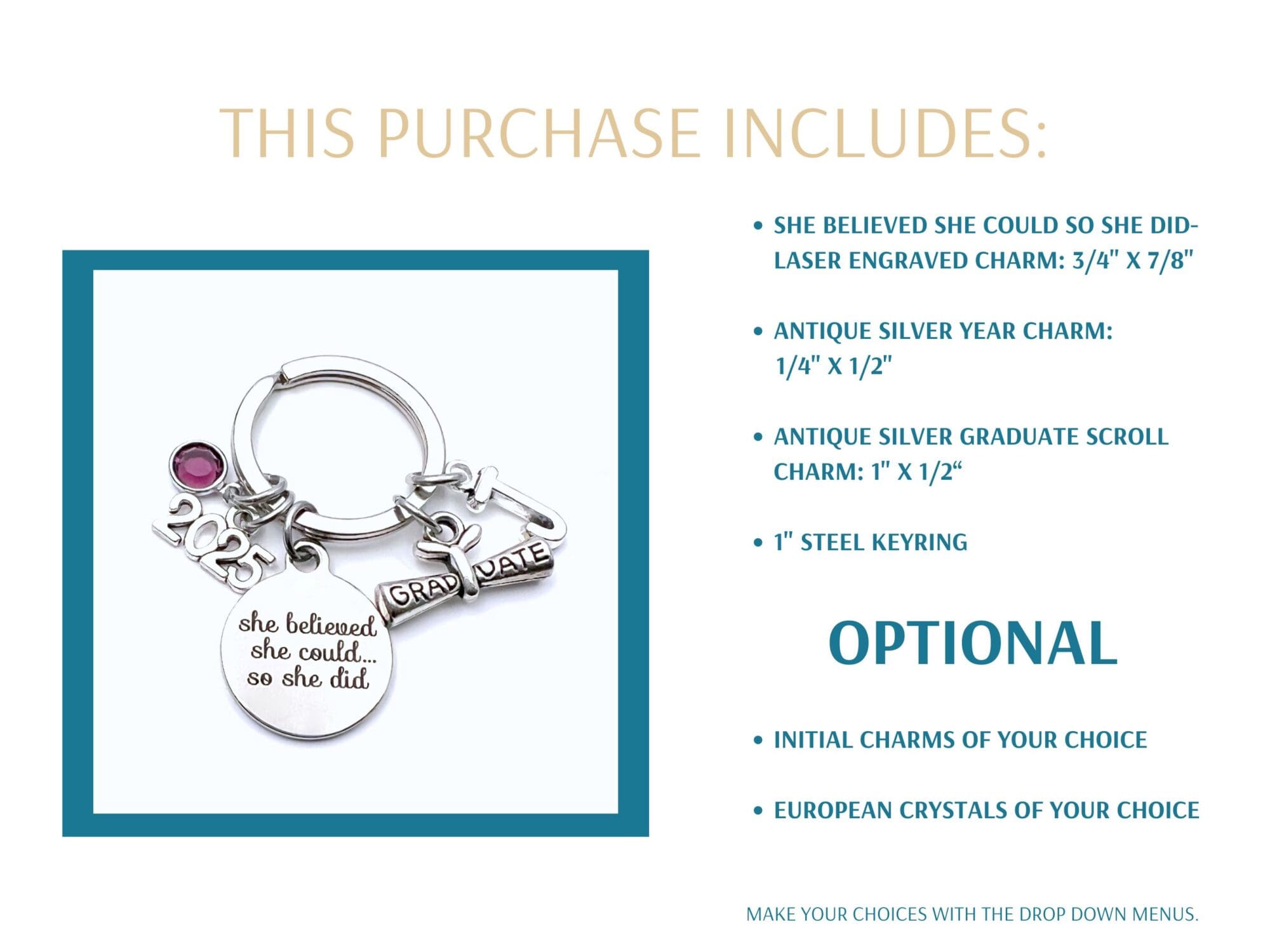Graduation Gift for Her, She believed she could Keychain - Image 2