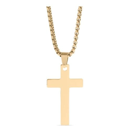Men's Cross Necklace, Waterproof Jewelry in Gold / Stainless Steel