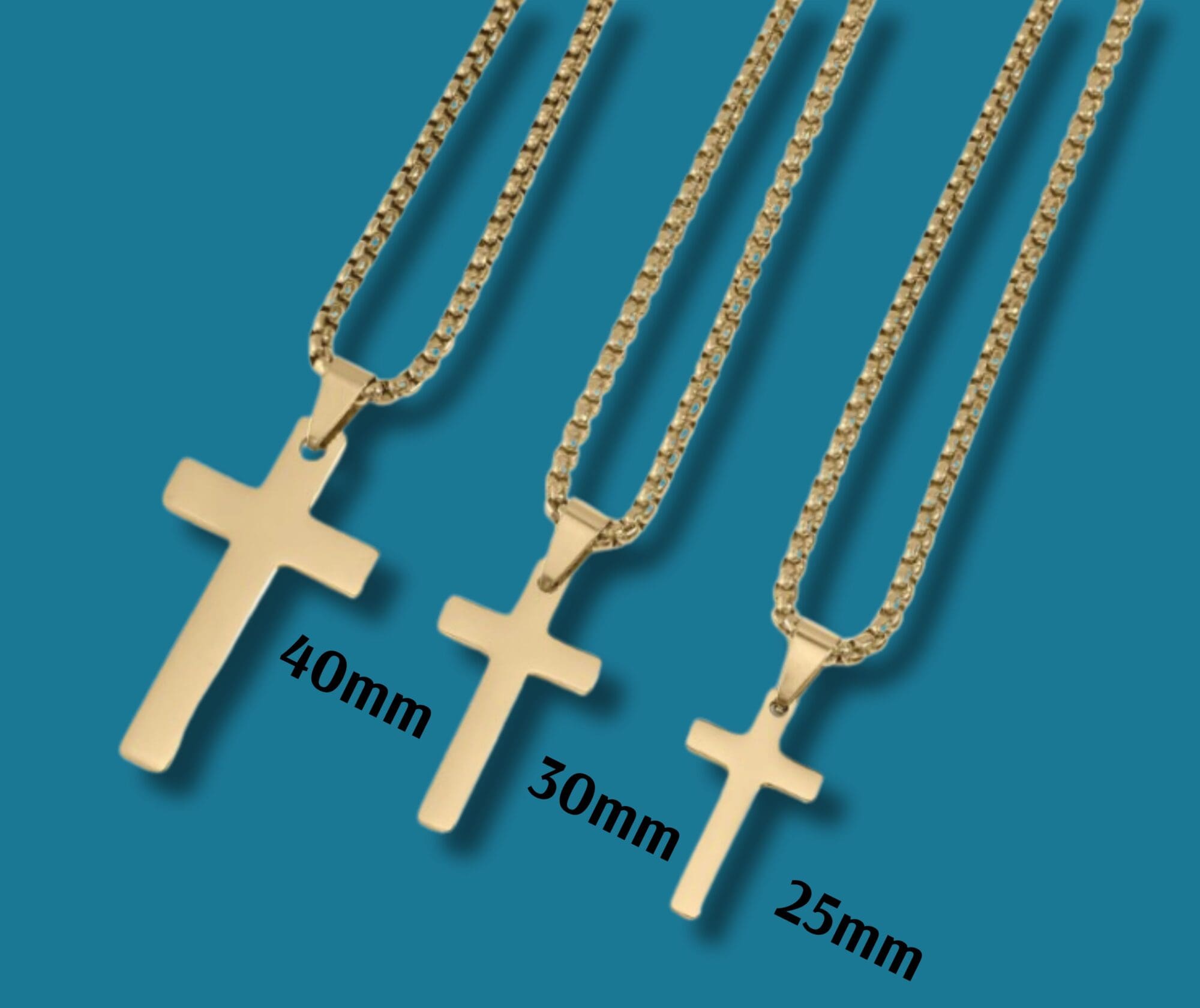 Men's Cross Necklace,  Waterproof Jewelry in Gold / Stainless Steel - Image 5