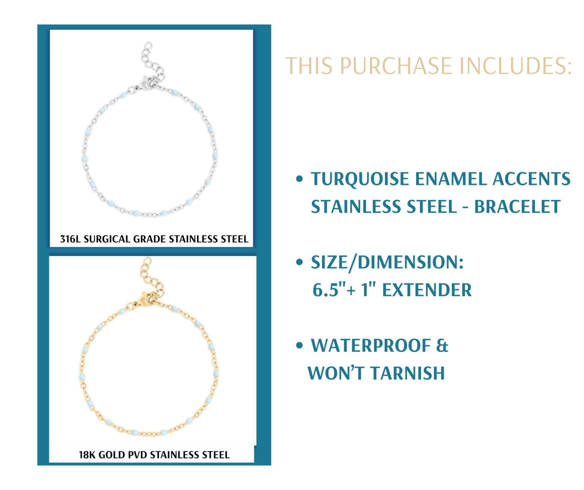 Turquoise Celebration Bracelet - Waterproof Jewelry - Image 4
