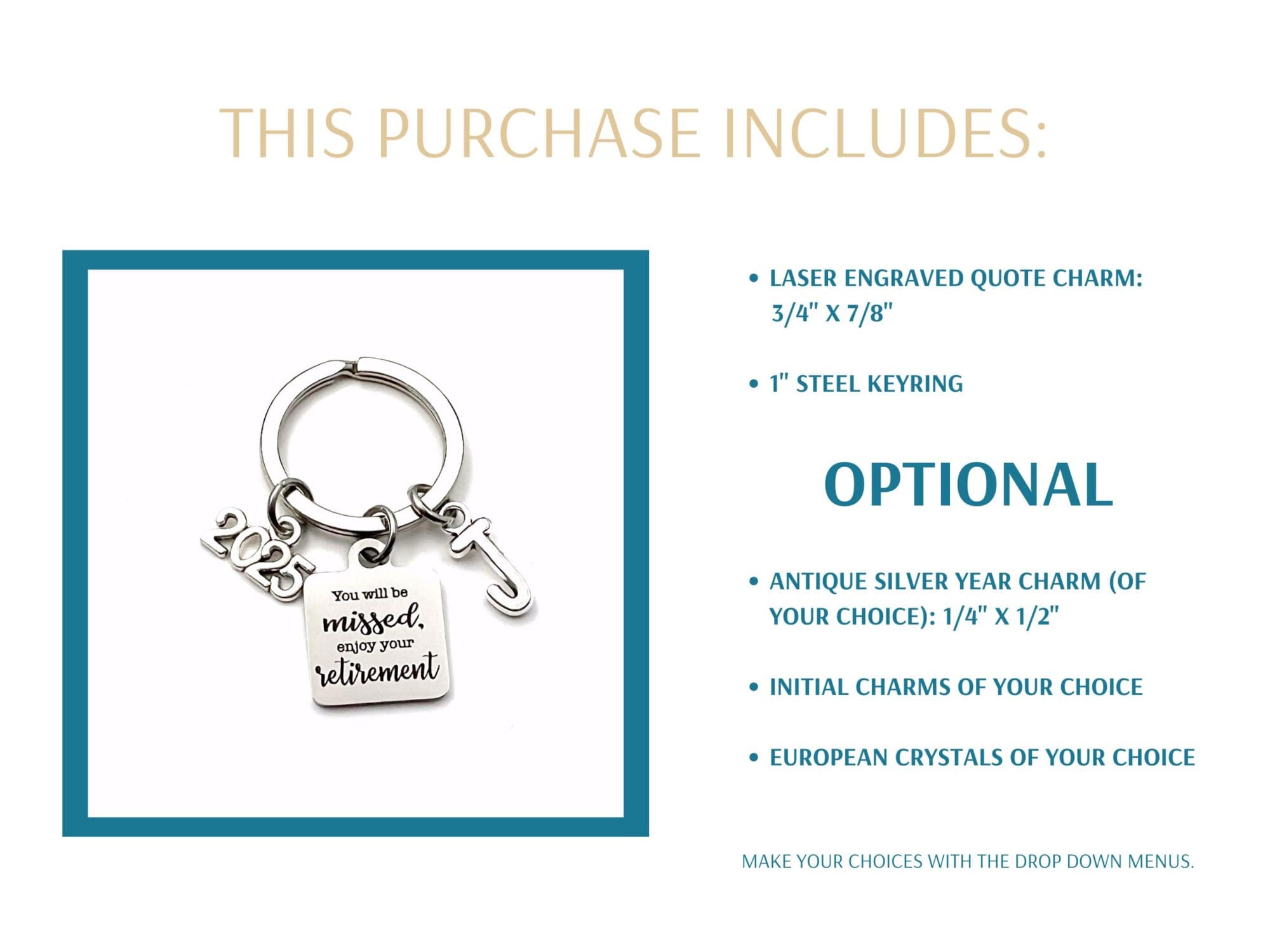 Retirement Gift for Him, You Will Be Missed Key Chain - Image 2