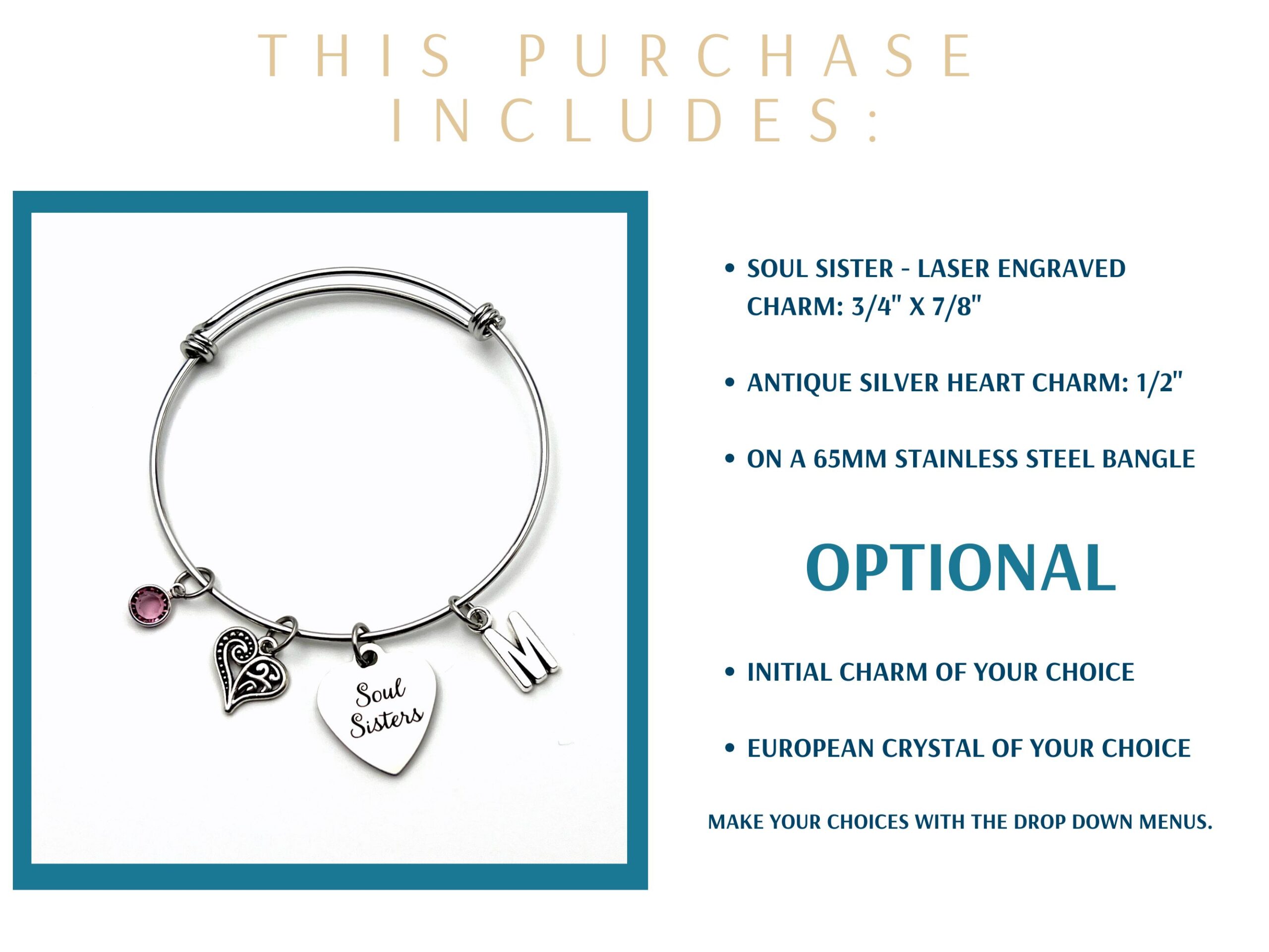 Sister in law Gift, Soul Sister Charm Bracelet for Best Friend - Image 2