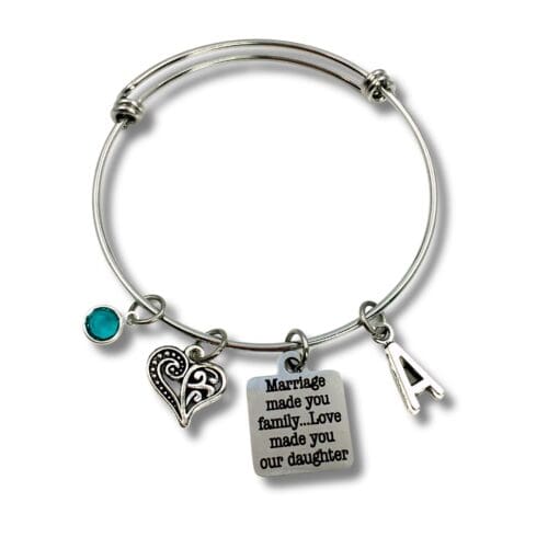 Daughter in law Gift, Marriage made you family, Love made you our daughter Charm Bracelet