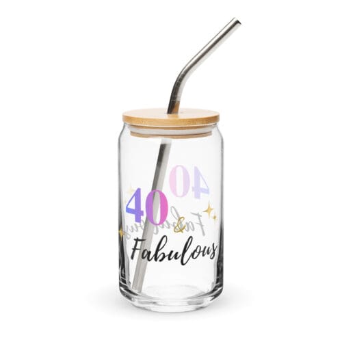 40th Birthday Gift for Women - 40 and Fabulous Can-Shaped Glass